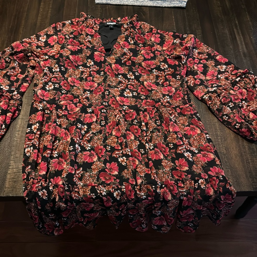 Floral Tiered Trapeze Dress from Express